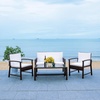 image:imageSAFAVIEH Outdoor Collection Krissy Wicker Cushion 4Piece Living Set PAT7711A BlackWhiteBrown  White