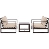 image:imageSAFAVIEH Outdoor Patio Furniture Collection  Fash Brown amp Taupe Cushion 3Piece Living Set Modern Outdoor Chairs amp Slatted Square Table PAT7552BBrownTaupe