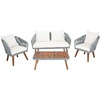 image:imageSAFAVIEH PAT7074A Outdoor Ransin Rope 4Piece Seat Cushions and Pillows Included Patio Set
