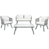 image:imageSafavieh Outdoor Collection Torsla Wicker Cushion 4Piece Rope Patio Backyard Living Set PAT7520C GreyGreyGrey  Beige