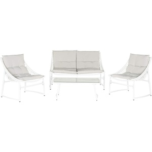 image:imageSAFAVIEH 4Piece Outdoor Collection Berkane Patio SetWhite  Grey