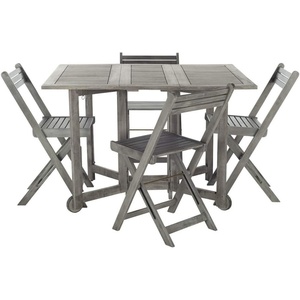 image:imageSAFAVIEH Outdoor  Arvin 5Piece Folding Dining Set  Black  Solid Wood  DirectorStyle Folding Chair Design  Ideal for Patio Deck Porch Backyard PAT7001CGrey