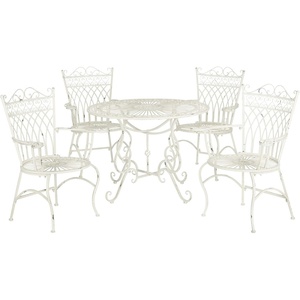 image:imageSAFAVIEH Outdoor  Thessaly 5Piece Bistro Dining Set  Antique Dark Green Iron Metal  Vintage Victorian Scrollwork  Ideal for Patio Deck Porch Garden PAT5003DAntique White