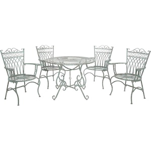 image:imageSAFAVIEH Outdoor  Thessaly 5Piece Bistro Dining Set  Antique Dark Green Iron Metal  Vintage Victorian Scrollwork  Ideal for Patio Deck Porch Garden PAT5003DAntique Dark Green