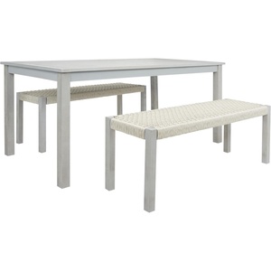 image:imageSAFAVIEH Outdoor Collection Aquina Natural Acacia WoodLight Brown 3Piece Dining SetGreyGrey