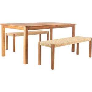 image:imageSAFAVIEH Outdoor Collection Aquina Natural Acacia WoodLight Brown 3Piece Dining SetNaturalNatural