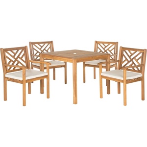 image:imageSAFAVIEH Outdoor Living Collection Bradbury 5Piece Dining SetNatural  Beige