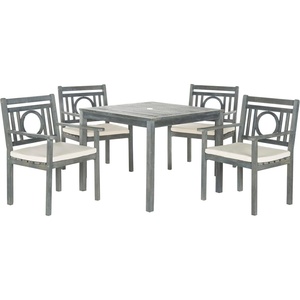 image:imageSAFAVIEH Outdoor Living Collection Montclair 5Piece Dining SetAsh Grey  Beige