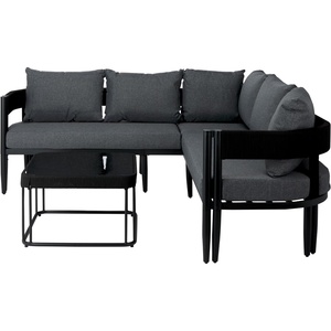 image:imageSAFAVIEH Outdoor Patio Furniture Collection  Viola Black amp Taupe Corner Set with Table Modern Steel amp Rope Sectional Sofa PAT7754ABlackGrey