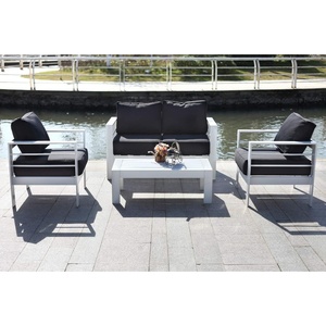 image:imageSAFAVIEH PAT2516A Collection Nason White and Navy 4 Pc Living Outdoor SetWhite  Black