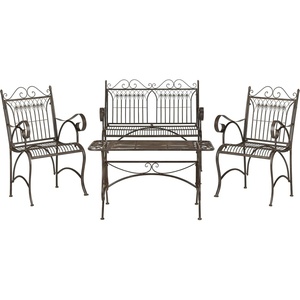 image:imageSafavieh 4 Piece Outdoor Collection Leah Patio SetRustic Brown