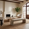 image:imageSAFAVIEH Couture  Caralynn Brown Chenille Curved Waterfall Upholstered Bench Fully Assembled 624 W x 181 D x 193 H SFV5027S