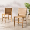image:imageSAFAVIEH Couture Collection  Cassaphina Black Leather Dining Chair Set of 2 Top Grain Upholstered Accent Chairs with Solid Teak Wood Frame Fully Assembled SFV1610ASET2TanNatural