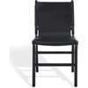 image:imageSAFAVIEH Couture Collection  Cassaphina Black Leather Dining Chair Set of 2 Top Grain Upholstered Accent Chairs with Solid Teak Wood Frame Fully Assembled SFV1610ASET2BlackBlack