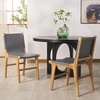 image:imageSAFAVIEH Couture Collection  Cassaphina Black Leather Dining Chair Set of 2 Top Grain Upholstered Accent Chairs with Solid Teak Wood Frame Fully Assembled SFV1610ASET2GreyNatural