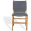 image:imageSAFAVIEH Couture Collection  Cassaphina Black Leather Dining Chair Set of 2 Top Grain Upholstered Accent Chairs with Solid Teak Wood Frame Fully Assembled SFV1610ASET2GreyNatural