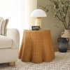 image:imageSAFAVIEH Couture Collection  Hylda Natural Rattan Accent Table Round Shape Glass Top Design Fully Assembled CWK3011ANatural