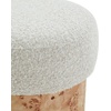 image:imageSAFAVIEH Couture Collection  Tobianna Round Beige Boucle amp Burl Wood Ottoman Modern Accent Seat Fully Assembled SFV5149BCreamBurl