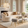 image:imageSAFAVIEH Couture Collection Anna Ivory BoucleGold Foot Stool OttomanLight GreyGold