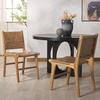 image:imageSAFAVIEH Couture Collection Cassaphina Black Woven Leather amp Black Solid Wood Dining Chair Set of 2 Fully AssembledBrownNatural