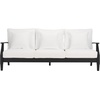 image:imageSAFAVIEH Couture Outdoor  Martinique 3Seat Sofa  Natural amp Dark Brown  Solid Wood  Slatted Coastal Design  Ideal for Patio Deck Porch Backyard 183 Seat Height CPT1013GBlack