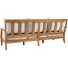 image:imageSAFAVIEH Couture Outdoor  Martinique 3Seat Sofa  Natural amp Dark Brown  Solid Wood  Slatted Coastal Design  Ideal for Patio Deck Porch Backyard 183 Seat Height CPT1013GWhiteNatural Teak
