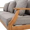 image:imageSAFAVIEH Couture Outdoor  Martinique 3Seat Sofa  Natural amp Dark Brown  Solid Wood  Slatted Coastal Design  Ideal for Patio Deck Porch Backyard 183 Seat Height CPT1013GNatural TeakTaupe