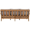 image:imageSAFAVIEH Couture Outdoor  Martinique 3Seat Sofa  Natural amp Dark Brown  Solid Wood  Slatted Coastal Design  Ideal for Patio Deck Porch Backyard 183 Seat Height CPT1013GNatural TeakTaupe