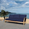 image:imageSAFAVIEH Couture Outdoor  Martinique 3Seat Sofa  Natural amp Dark Brown  Solid Wood  Slatted Coastal Design  Ideal for Patio Deck Porch Backyard 183 Seat Height CPT1013GNaturalNavy