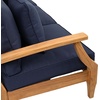 image:imageSAFAVIEH Couture Outdoor  Martinique 3Seat Sofa  Natural amp Dark Brown  Solid Wood  Slatted Coastal Design  Ideal for Patio Deck Porch Backyard 183 Seat Height CPT1013GNatural TeakNavy