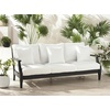image:imageSAFAVIEH Couture Outdoor  Martinique 3Seat Sofa  Natural amp Dark Brown  Solid Wood  Slatted Coastal Design  Ideal for Patio Deck Porch Backyard 183 Seat Height CPT1013GBlack