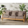 image:imageSAFAVIEH Couture Outdoor  Martinique 3Seat Sofa  Natural amp Dark Brown  Solid Wood  Slatted Coastal Design  Ideal for Patio Deck Porch Backyard 183 Seat Height CPT1013GNatural TeakTaupe