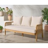 image:imageSAFAVIEH Couture Outdoor Patio Furniture Collection  Rogers Natural amp Beige Teak amp Hyacinth Sofa Modern Coastal Outdoor Seating AllWeather Cushions CPT2017ANaturalBeige