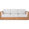 image:imageSAFAVIEH Couture Outdoor Patio Furniture Collection  Saint Lucia Natural Teak Wood Patio Sofa with White Cushions Reeded Outdoor Sofa CPT1074ANaturalWhite