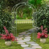 image:imageSAFAVIEH Outdoor  Pagan Victorian Garden Arch  Black Iron Trellis Arbor  Decorative Climbing Plant Support for Garden Lawn amp Walkway 48 W x 185 D x 84 H PAT5007EAntique Dark Green