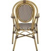 image:imageSAFAVIEH Outdoor  Rosen Bistro Arm Chair Set of 2  White Faux Wicker amp Aluminum Frame  French Bistro Curved Design  Ideal for Patio Deck Sunroom Dining Area 17 Seat Height PAT4014DSET2Brown  White