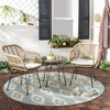 image:imageSAFAVIEH Outdoor Collection Alton Light Brown RattanWhite Seat Cushion 3Piece Patio Lounge Bistro Set with Table PAT9004ABrown  Beige