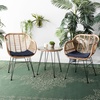 image:imageSAFAVIEH Outdoor Collection Alton Light Brown RattanWhite Seat Cushion 3Piece Patio Lounge Bistro Set with Table PAT9004ABrown  Navy