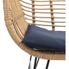 image:imageSAFAVIEH Outdoor Collection Alton Light Brown RattanWhite Seat Cushion 3Piece Patio Lounge Bistro Set with Table PAT9004ABrown  Navy