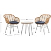 image:imageSAFAVIEH Outdoor Collection Alton Light Brown RattanWhite Seat Cushion 3Piece Patio Lounge Bistro Set with Table PAT9004ABrown  Navy