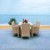image:imageSAFAVIEH Outdoor Collection Ashwin NaturalWhite Cushion Faux Rattan Dining SetBeige  White