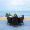 image:imageSAFAVIEH Outdoor Collection Ashwin NaturalWhite Cushion Faux Rattan Dining SetBlack  White