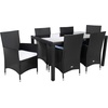 image:imageSAFAVIEH Outdoor Collection Ashwin NaturalWhite Cushion Faux Rattan Dining SetBlack  White