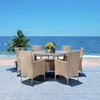 image:imageSAFAVIEH Outdoor Collection Challe NaturalWhite Dining Set PAT7702D3BXBeige  White