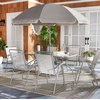 image:imageSAFAVIEH Outdoor Collection Laurenti Grey 6Chair Dining Set with Umbrella amp Table