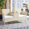 image:imageSAFAVIEH Outdoor Collection Viora NaturalWhite LoveseatBeigeWhite