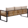 image:imageSAFAVIEH Outdoor Patio Furniture Collection  Baker 3 Seater Sofa Black amp Taupe Steel Frame with Acacia Wood Accents Cushioned Modern Patio Sofa for Garden Deck or Backyard PAT7756ABlackTaupe