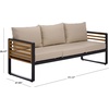 image:imageSAFAVIEH Outdoor Patio Furniture Collection  Baker 3 Seater Sofa Black amp Taupe Steel Frame with Acacia Wood Accents Cushioned Modern Patio Sofa for Garden Deck or Backyard PAT7756ABlackTaupe