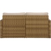 image:imageSAFAVIEH Outdoor Patio Furniture Collection  Emma Natural Rattan amp Taupe Cushion Sofa Modern Outdoor Seating PAT7564ANaturalTaupe