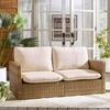 image:imageSAFAVIEH Outdoor Patio Furniture Collection  Emma Natural Rattan amp Taupe Cushion Sofa Modern Outdoor Seating PAT7564ANaturalTaupe